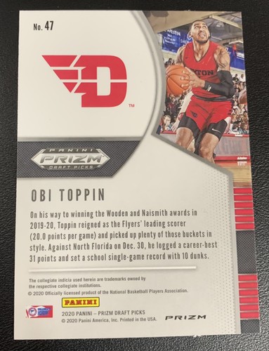 OBI TOPPIN Prizm ROOKIE “SILVER” REFRACTOR SP Parallel Variation RC - Picture 2 of 2