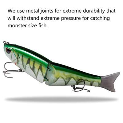 Bassdash SwimShad Glide Baits Lot de 3 leurres de pêche articulés Swimbait pour bar, brochet, saumon, truite, maskiné