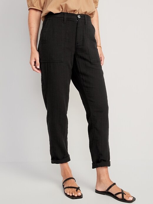 New High-Waisted Slouchy Cropped Tapered Workwear Pants for Women Size 16
