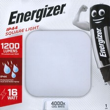 16W Energizer LED IP44 Square Ceiling Bulkhead Light, 4000K Cool White, 1200lm