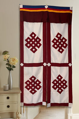 Enhance Your Home with Our Tibetan Endless Knot Split Cotton Door Curtain