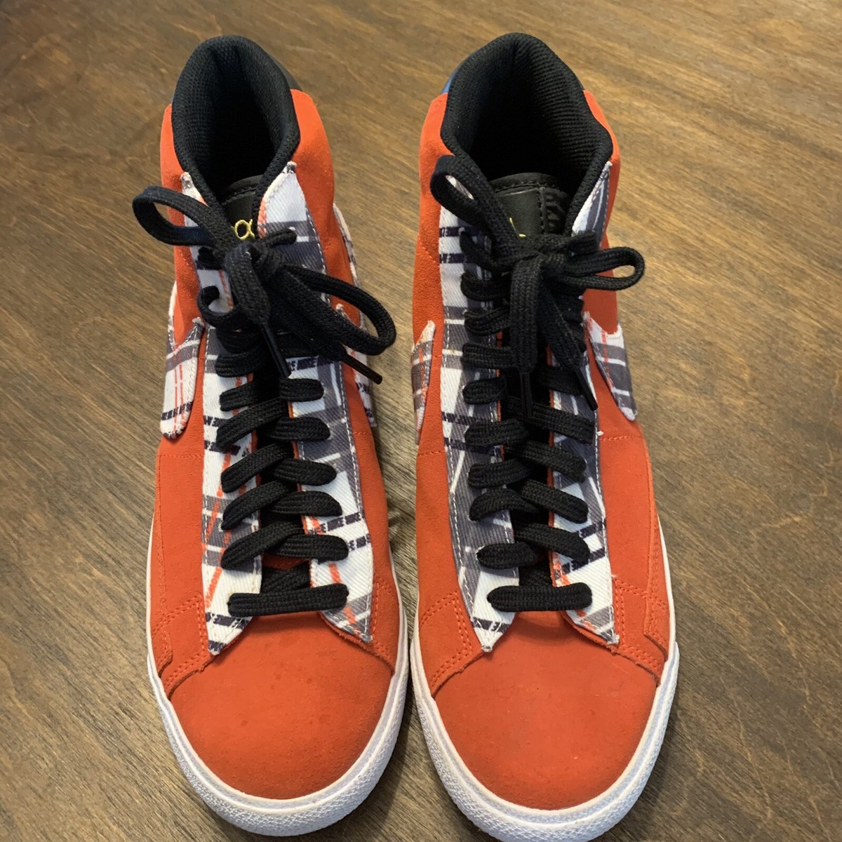 Nike Ben Simmons x Blazer Mid Premium Plaid CJ9782-600 Habanero Red Men\'s Sz 8 Nike Ben Simmons Blazer Mid PRM Shoes Habanero Red Suede  main image 2