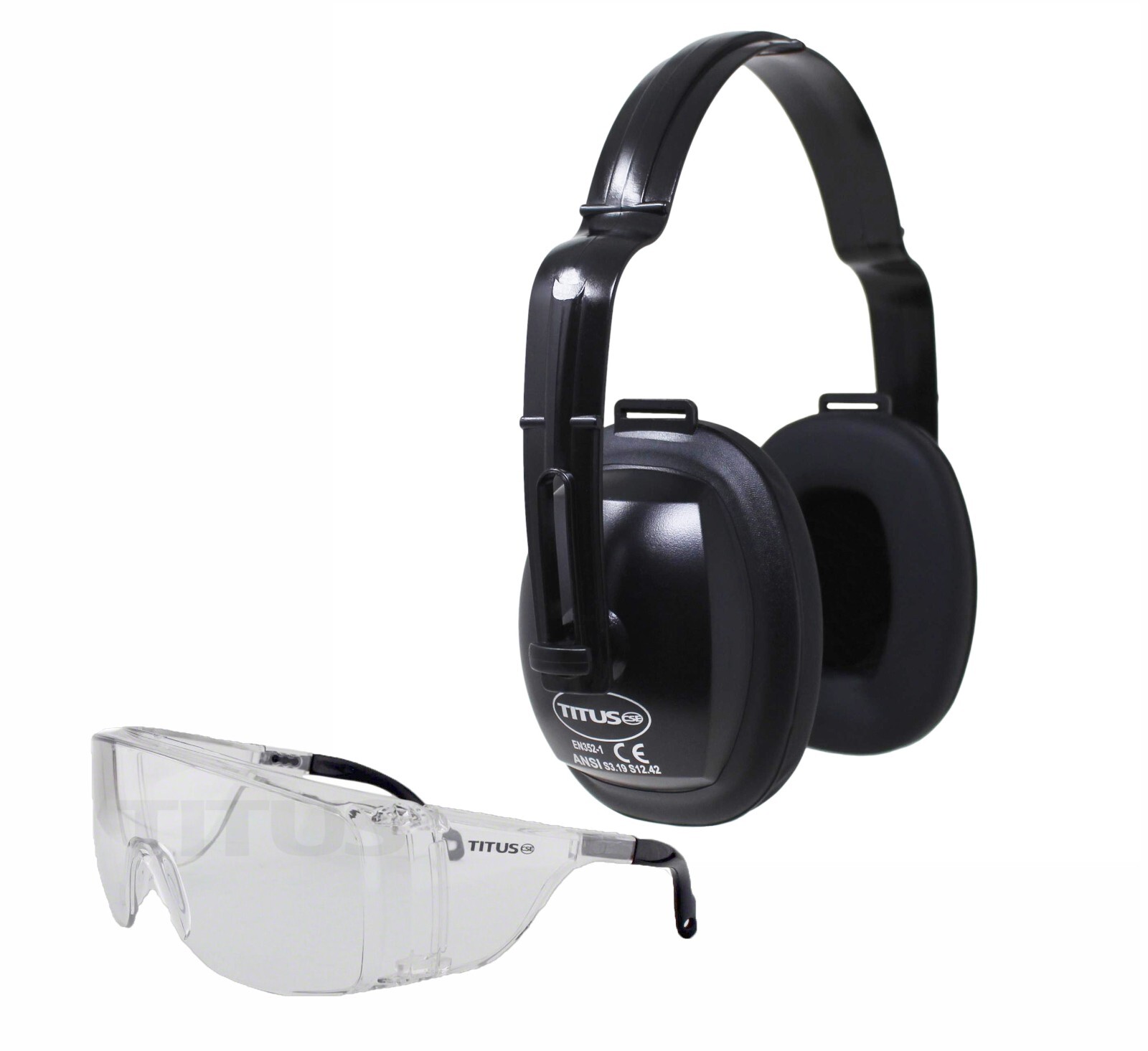 EAR & EYE PROTECTION COMBO MUFFS FIT OVER RX GLASSES HEARING NOISE RANGE G13 CLR