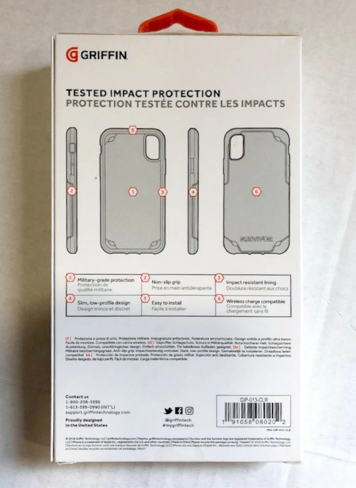 NUEVA Funda Griffin Survivor Fuerte CLARA para Apple iPhone X / XS Max Delgada Antideslizante Foto 4 de 4