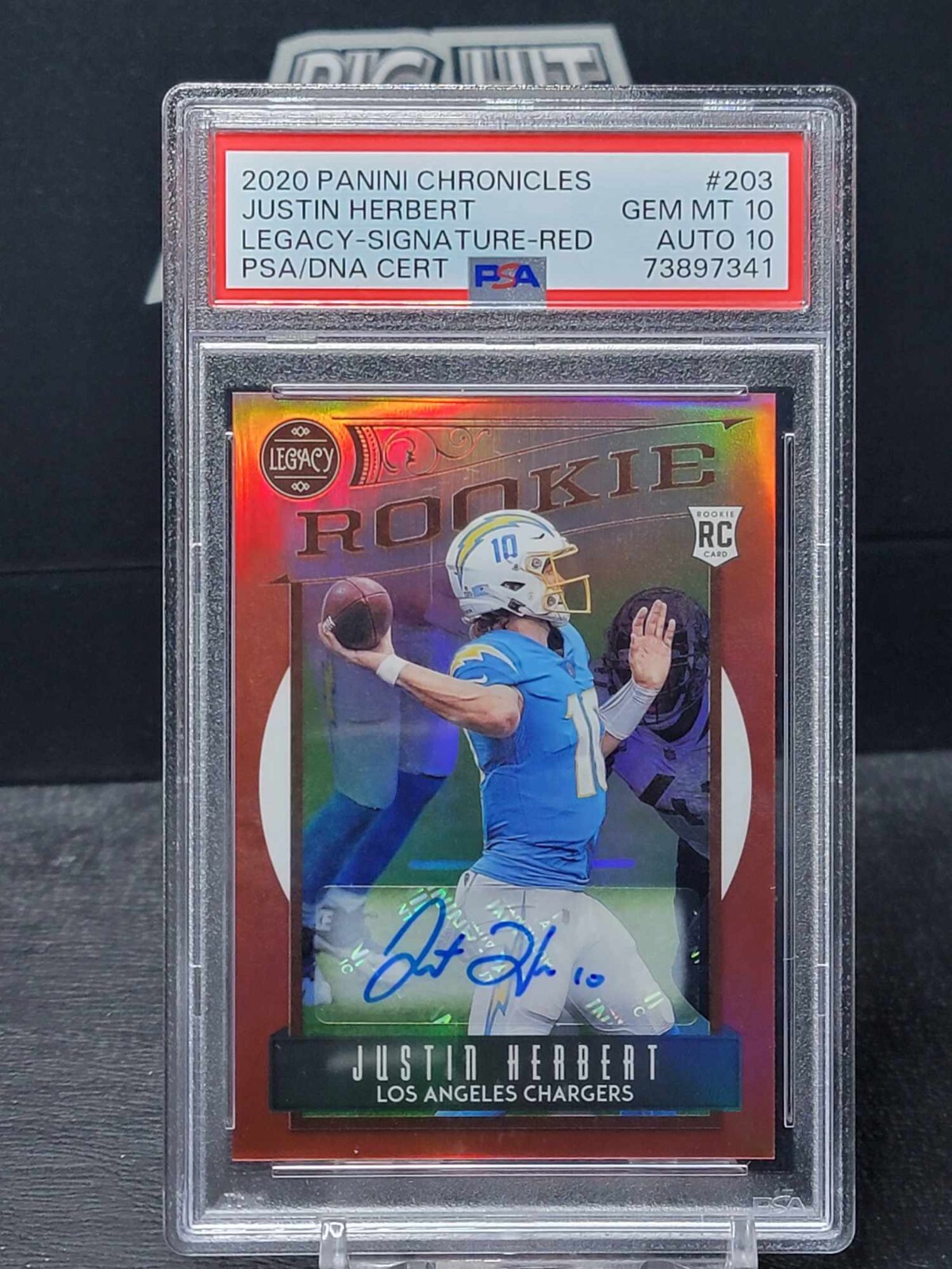 2020 PANINI CHRONICLES JUSTIN HERBERT LEGACY RED AUTO ROOKIE #D 23/50 PSA 10 10