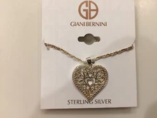 GIANI BERNINI Sterling Silver Filigree HEART Pendant Necklace NEW