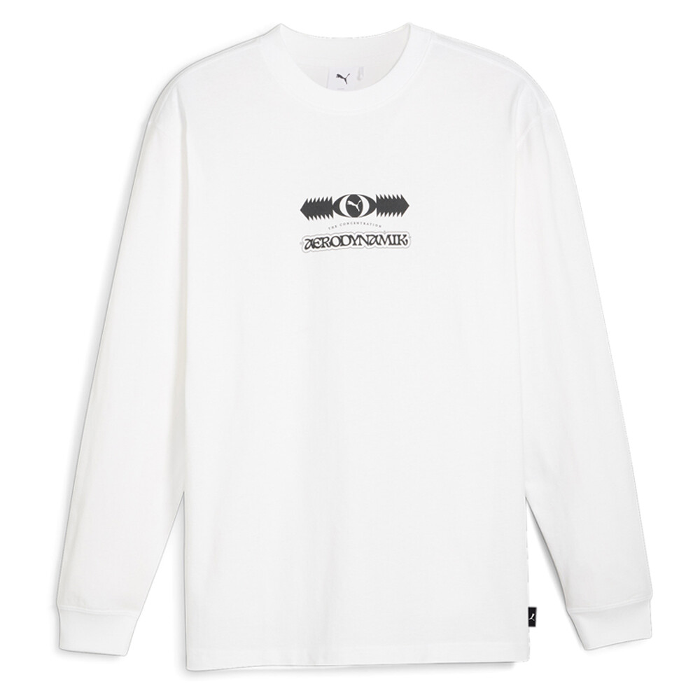 Рубашка с длинным рукавом и круглым вырезом Puma Graphics Aerodynamik Мужские белые повседневные топы 624