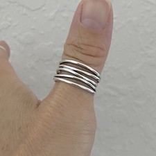 Sterling Silver Statement Wrapped Ring, Multiple Bands, Silver Rings, Band