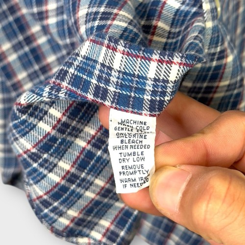 Vintage Ralph Lauren Plaid Flannel Shirt Mens XL Blue White 90s Pony Adult - Picture 9 of 14