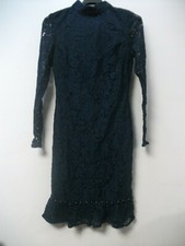 Missguided Navy Lace Button Hem Bodycon Dress Navy UK 8 JS002 KK 16