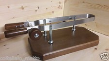 ferma prosciutto - morsa per prosciutto in acciaio inox - base in legno di noce