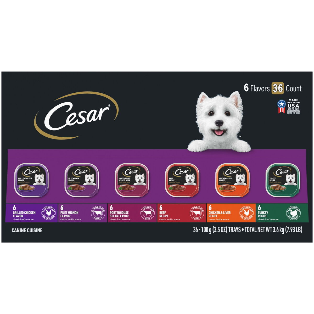 CESAR Puppy Wet Dog Food Classic Loaf In Sauce Chicken & Beef Recipe, (24) 3.5 Oz. Easy Peel Trays