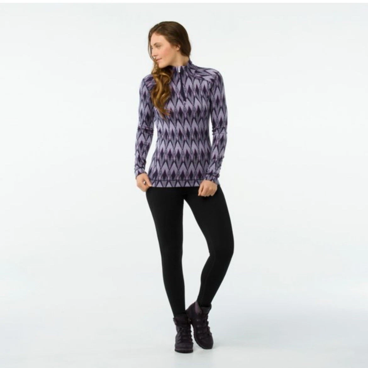 Smartwool Women’s Merino 250 Baselayer Top Quarter Zip Fair Isle Size S