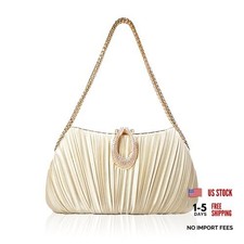Evening Clutch Bag Elegant Purse Formal Handbags with Champagne Gold-2