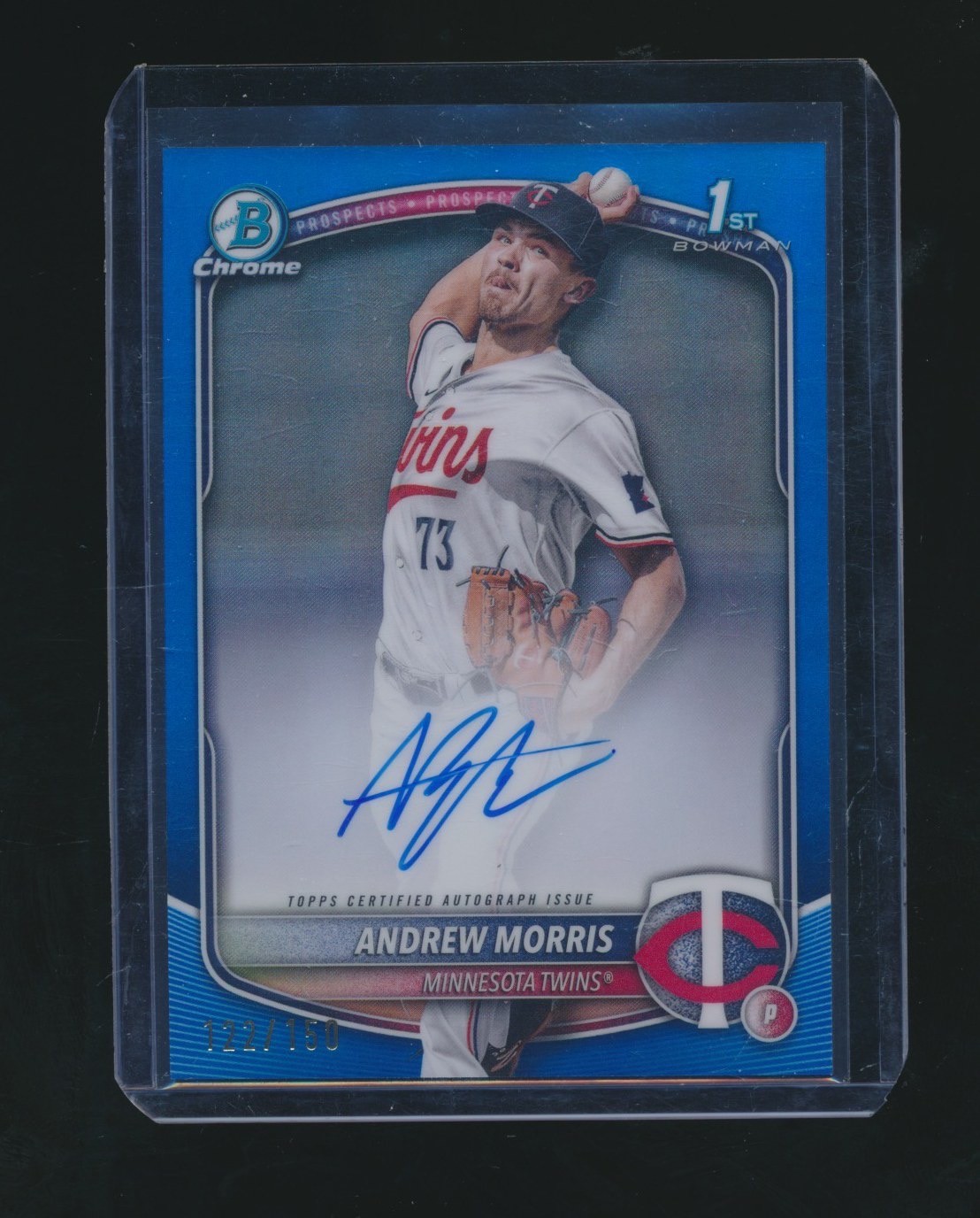 ANDREW MORRIS 2025 BOWMAN CHROME 1ST BLUE REFRACTOR RC AUTO 122/150 #CPA-AMO