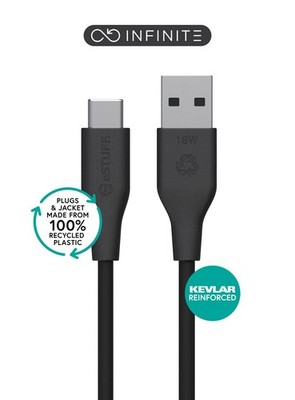eSTUFF W129247598 ES605201 INFINITE (GRS) USB-C to USB-A Cable 2m Black. PV ~E~