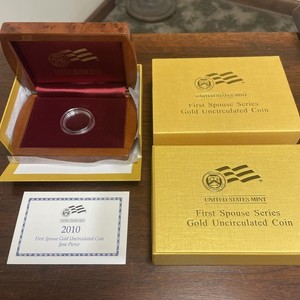 2010-W Unc $10 Gold Jane Pierce First Spouse BOX OGP and COA (X-65) NO Coins