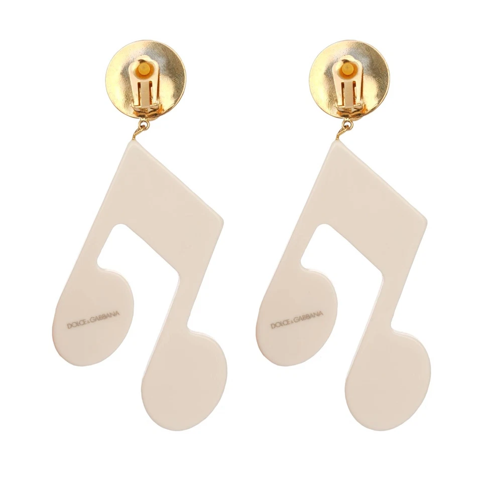 DOLCE & GABBANA Stern Musik Note Kristall Clips Ohrringe Weiß Gold 12332 - Bild 2 von 3