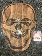 New Skull Unique Wood Charcuterie Board Bread Snacks Halloween Party Cheese
