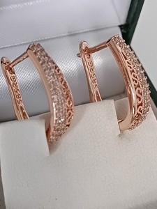 Vintage 1990-s 14 Ct Rolled Gold Zircons Earrings-Hallmarked 585 RG