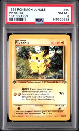 PSA 8 Pikachu 60 1st Edition Tcg 1999 Pokemon Jungle