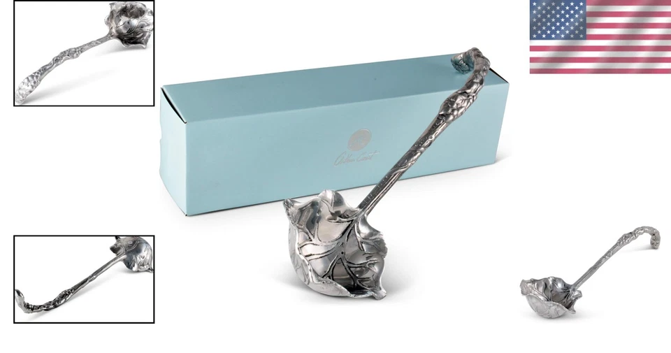 Cucharón para servir de aluminio mediterráneo de 12 pulgadas con diseño de uva - Caja de regalo Foto 2 de 4