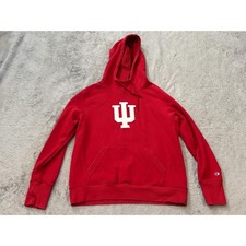 Champion Indiana University Hoosiers Hoodie Red Mens L IU Sweatshirt RUNS SMALL