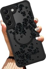 Samsung Galaxy S22 Plus 6.7 Inch Black Floral Flowers Design Soft TPU Case
