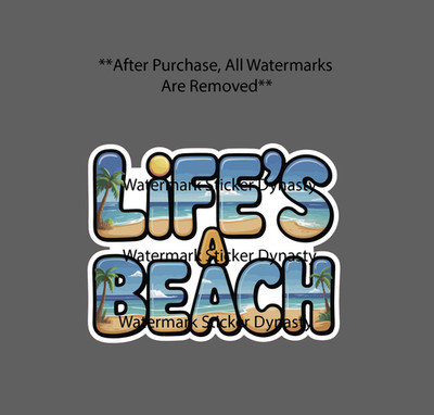 Life's A Beach Sticker Waterproof Decal Quote Summer Ocean Travel Gift NEW