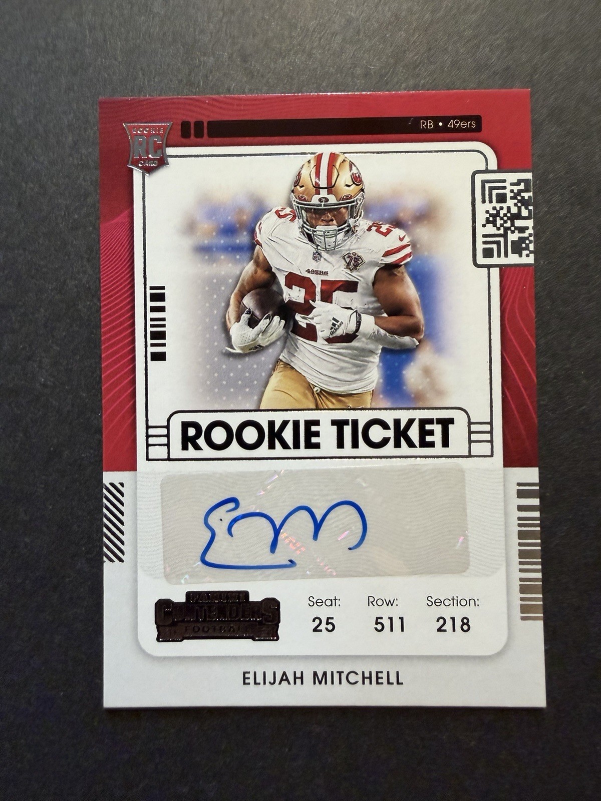 2021 Panini Contenders Rookie Ticket Elijah Mitchell #220 Rookie Auto RC 49ers
