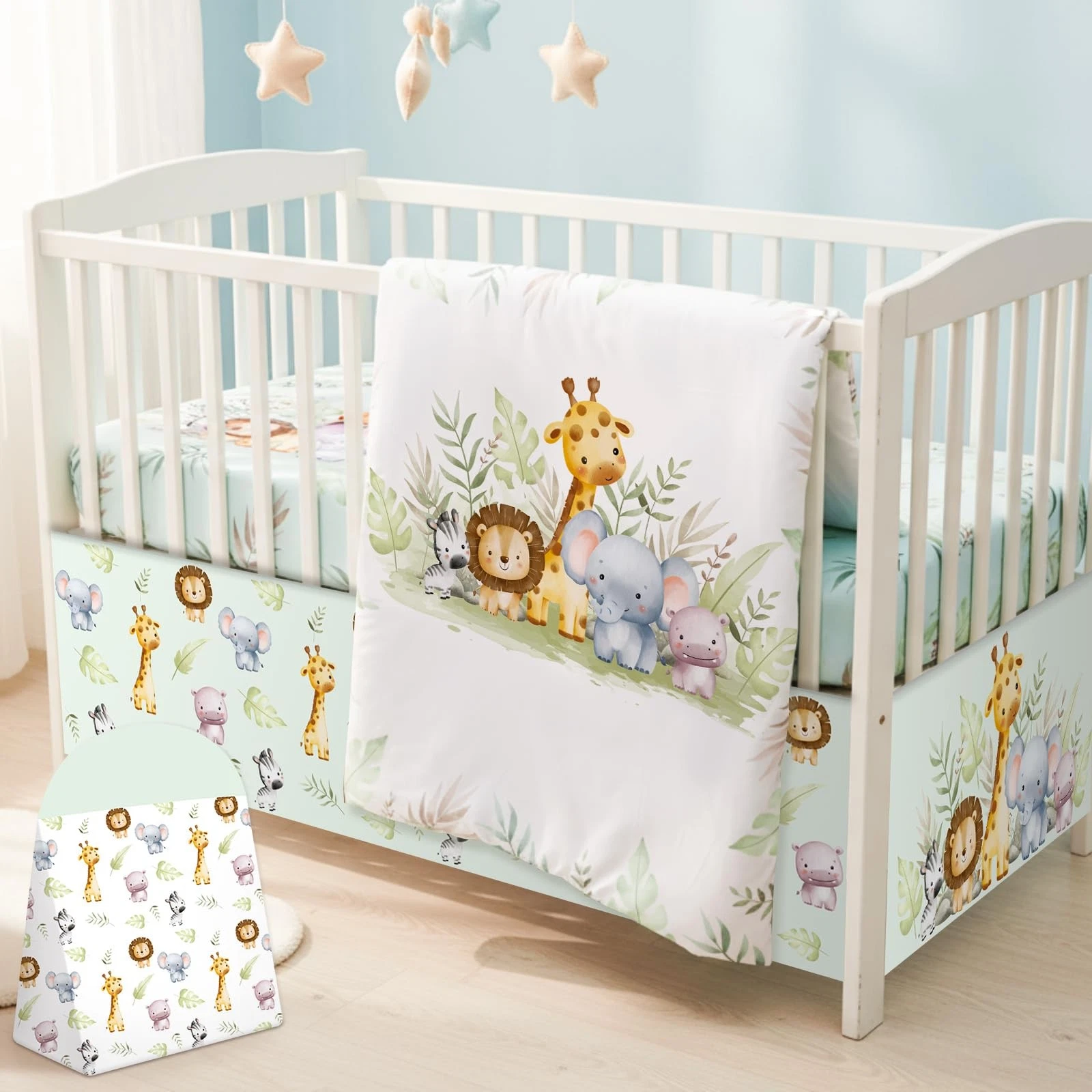 Hahafelt 4 Pieces Baby Crib Bedding Set for Girls and Boys, Soft Baby Bedding...