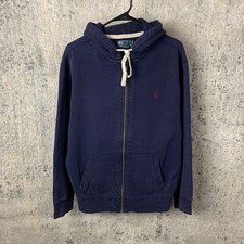Vintage Polo Ralph Lauren Zip Up Hoodie XL Blue Distressed Heavyweight Men s