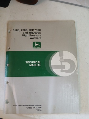 #ad John Deere 1500 2000 HR1750G and HR2000G High Pressure Washers Technical Manual $10.00