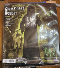 Fun World Glow Chest Reaper Boys Size Medium 8-10 Halloween Costume Lights Up