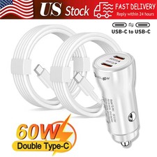 60W Doub Type C Fast Charging Car Charger Adapter For Samsung S25 S24 S23 Ultra 