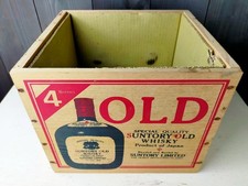 Suntory Old Whisky Vintage Holzkiste f&uuml;r Flaschen 25 cm rot & schwarz Made in...