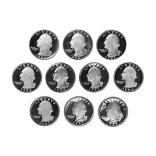 1980-1989 S Washington Quarter Gem DCAM Proof Coin Run Decade - 10 Coin Lot