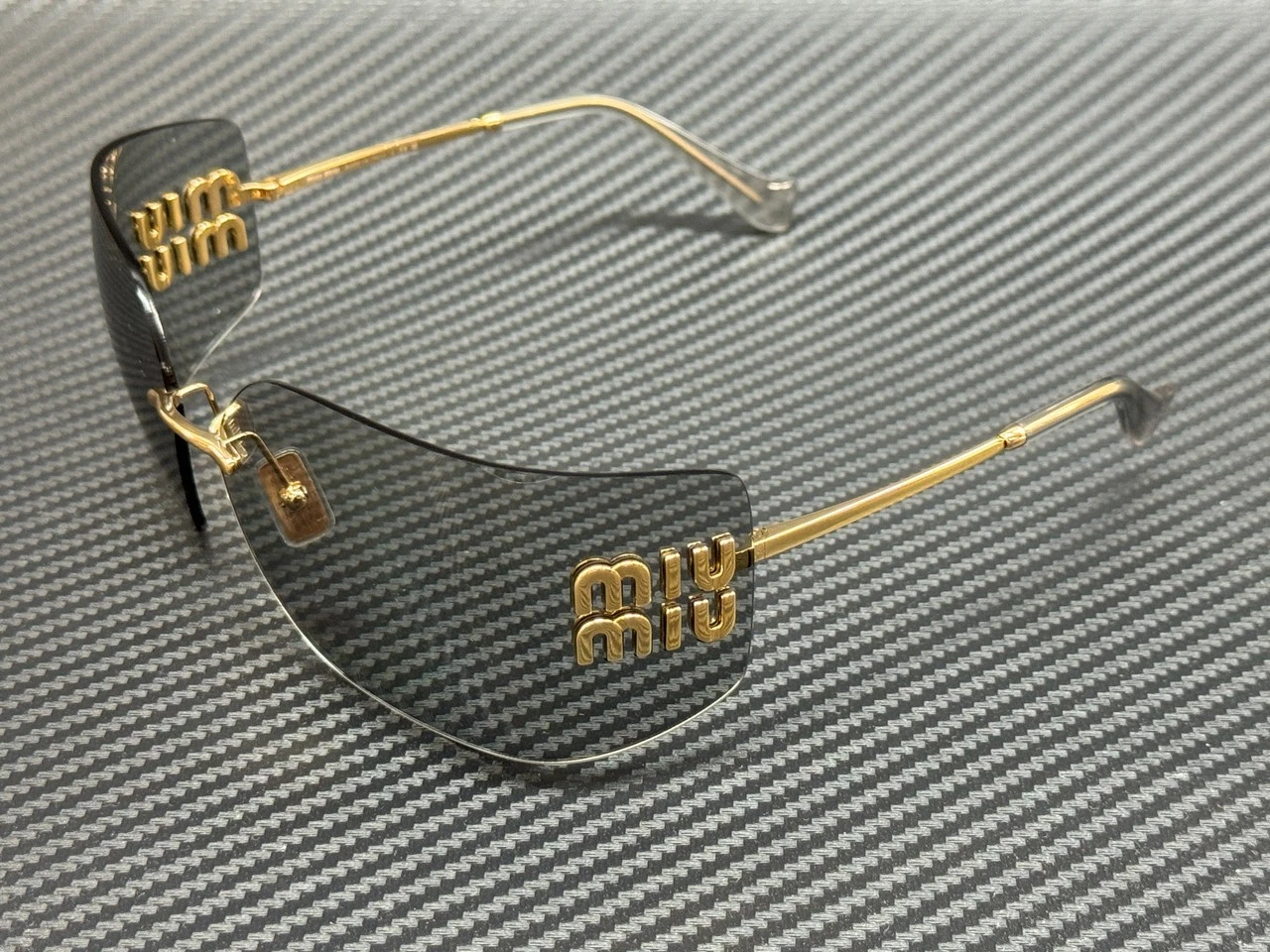 Miu Miu — MIU MIU MU 54YS 5AK30B Gold Light Grey Women's 80 mm Sunglasses