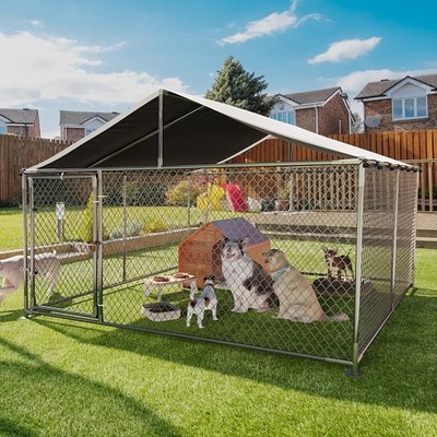 Large Dog Kennel Outdoor with Roof Heavy Duty Dog Enclosure Outside Pet Fence