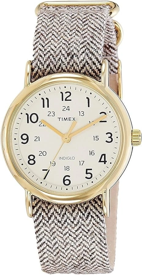Timex Women's Weekender Indiglo 38MM Gold Tone Case With Textile Strap Watch