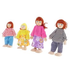 Puppenfamilie Aus Holz F&uuml;r 1/12 Puppenhaus Miniatur-Zubeh&ouml;r 4 St&uuml;ck/Set
