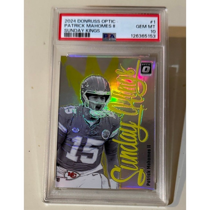 2024 Donruss Optic Patrick Mahomes II #1 Sunday Kings RC – PSA 10