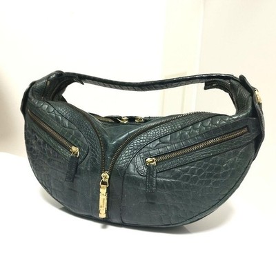 Versace Shoulder Bag Dark Green Leather Gold Medusa Size: W13.8xH7.1 in.