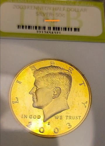 2003-S Proof Silver Kennedy half dollar. SOLID GOLD TONER. 171