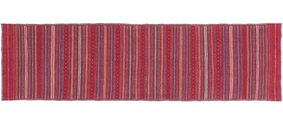 Afghan Kelim Soumakh Ghalmuri Teppich 80x300 Handgewebt Läufer Rot Streifen a - Bild 1 von 4