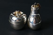 Vintage 1999 Thistle & Bee London Sterling Silver Apple & Pear Salt Pepper Spice