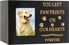 Pet Urns for Dog or Cat Ashes, Wooden Memorial with Large, Black