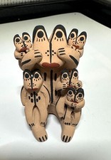 Figura Cuentacuentos Pueblo Cochiti De Colección - Johnna Herrera - Mamá Oso y Bebés