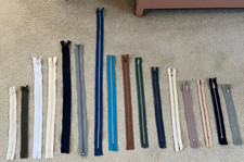 Lot Of 16 Metal & Synthetic Zips Assorted Sizes For Sewing & Crafts
