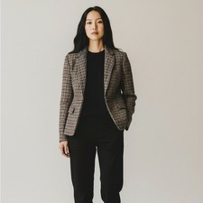 J. Crew Regent houndstooth plaid jeweled collar blazer 2